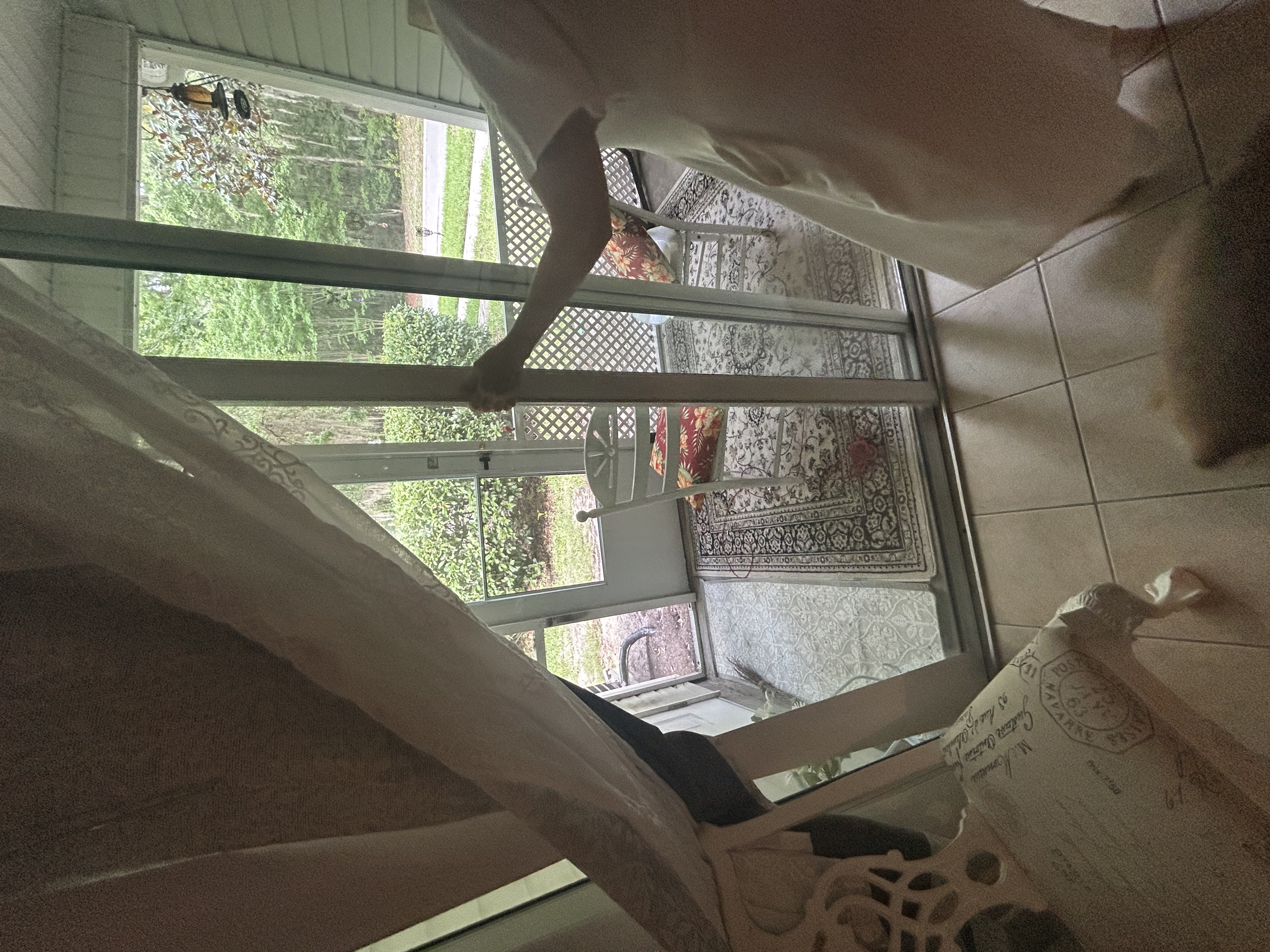 Old worn sliding patio door showing signs of wear